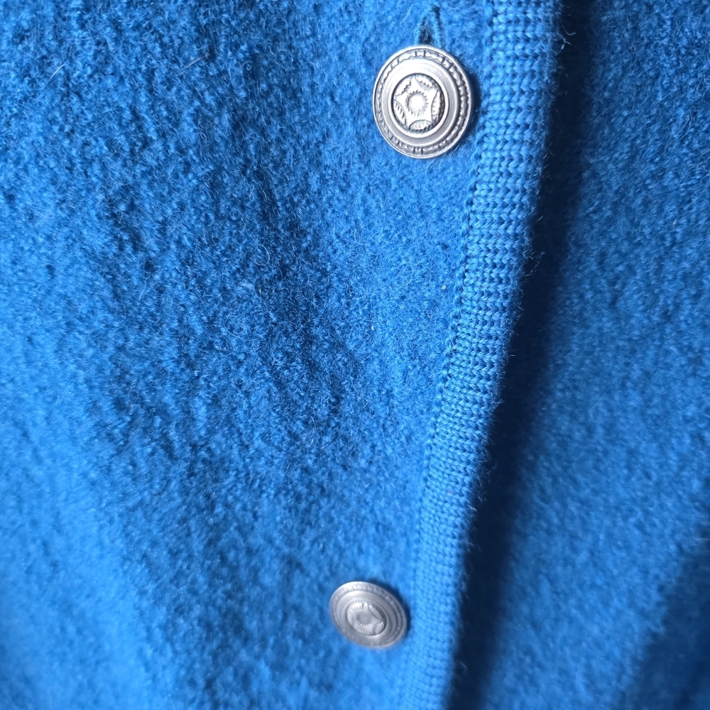 Appleseeds Woman Plus Size 1X Turquoise Blue 100% Wool Jacket Vintage Preppy - Picture 5 of 6